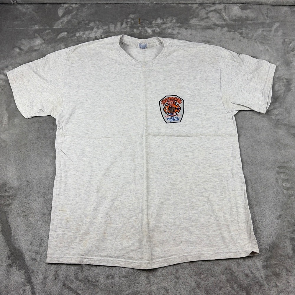 Collectible‎ Vintage Hanes Beefy-T VSFD Fire Dept Gray Large Single Stitch